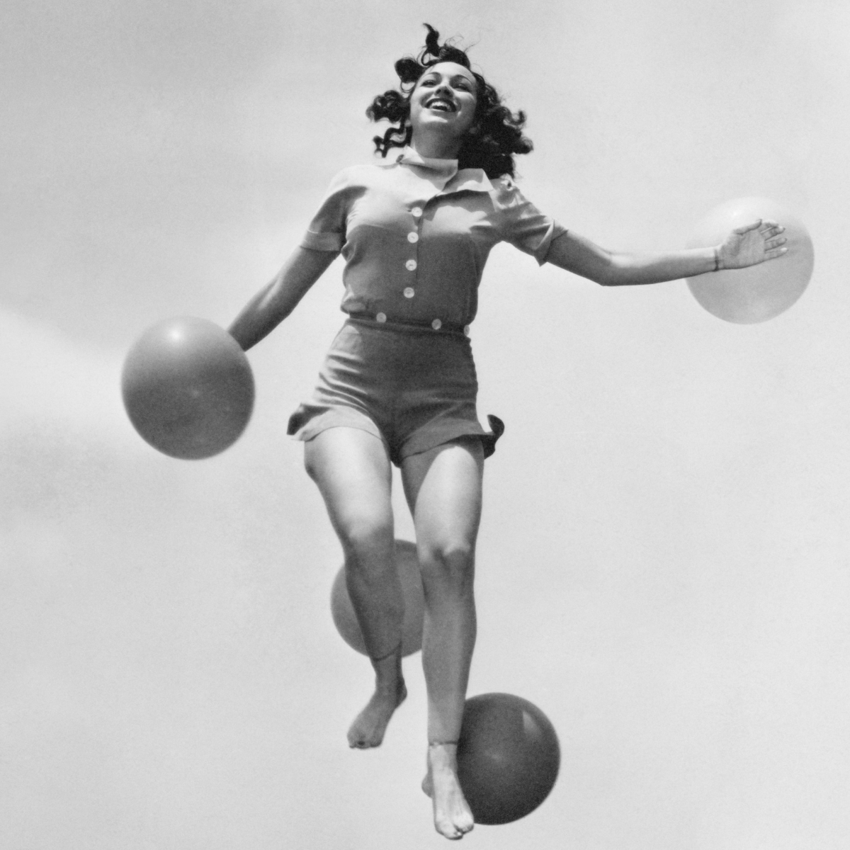 Woman leaping into the air
